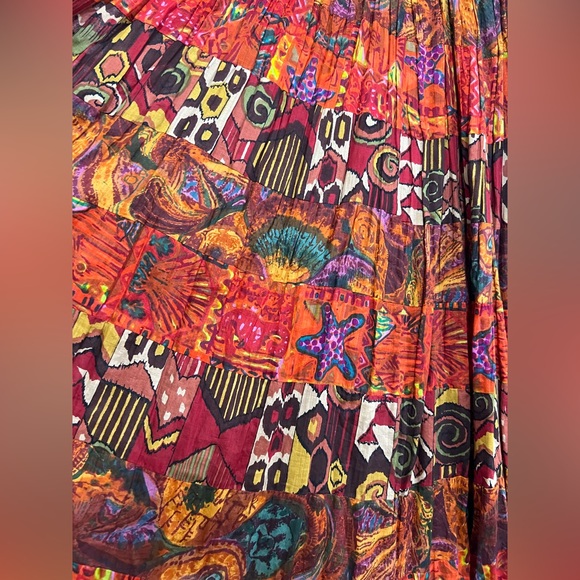 Highgate Ltd Maxi Tiered Skirt Artsy Patchwork Fall Size Large - Picture 5 of 8